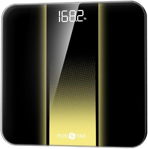 RunStar Digitale Personenwaage mit hoher Präzision und gut ablesbarem LED-Display, Körperwaage mit 6 mm gehärtetem Glas