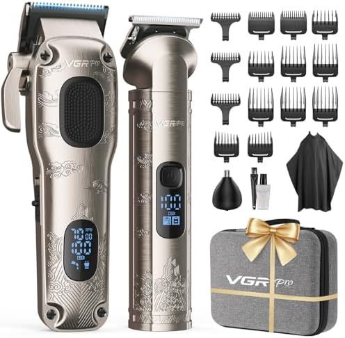 VGRPRO Profi- Haareschneider und Trimmer Set, mit Paket Box (Silber)