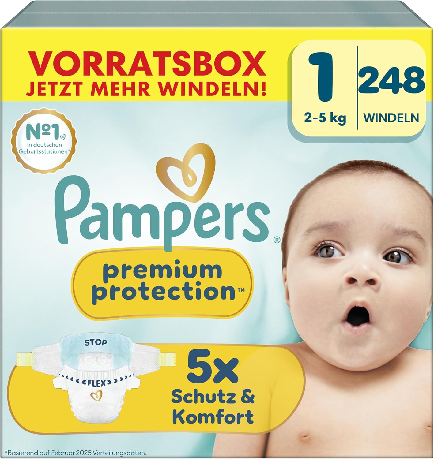 (Prime Spar Abo) Pampers Premium Protection Größen 1-7, Vorratsbox Windeln| versch. Größen z.B. 5 (Personalisiert)