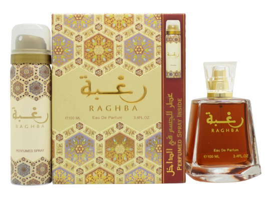 LATTAFA Raghba Eau de Parfum Spray 100 ml + Körperpflegeduft Spray 50 ml Geschenkset