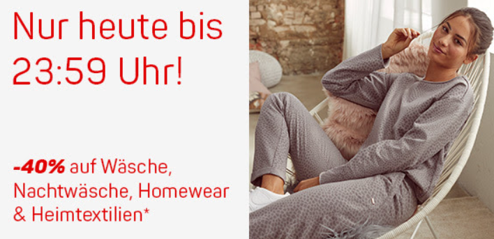 Ackermann 40% auf Wäsche, Nachtwäsche, Homewear & Heimtextilien, nur noch heute, z.B. billerbeck Kunstfaserbettdecke 160×210 cm