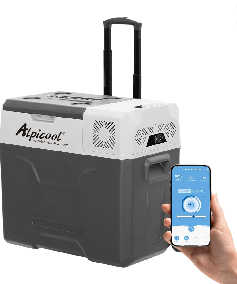 Kompressor-Kühlbox Alpicool CX50 mit 50L Volumen (12 V/230 V, USB, Rollen) bei Amazon