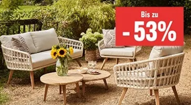 Bis zu 53% Rabatt auf Gartenmöbel, z. B. Home and More Lounge-Set Overlook 4-teilig inkl. Lieferung