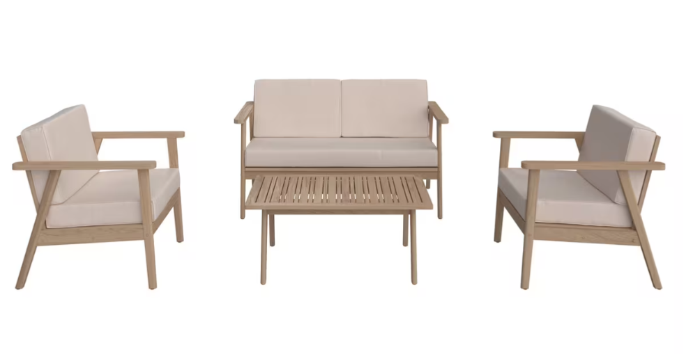 AMBIA GARDEN Gartenset 4-teilig, teakfarben & beige, inkl. Lieferung bei XXXLutz