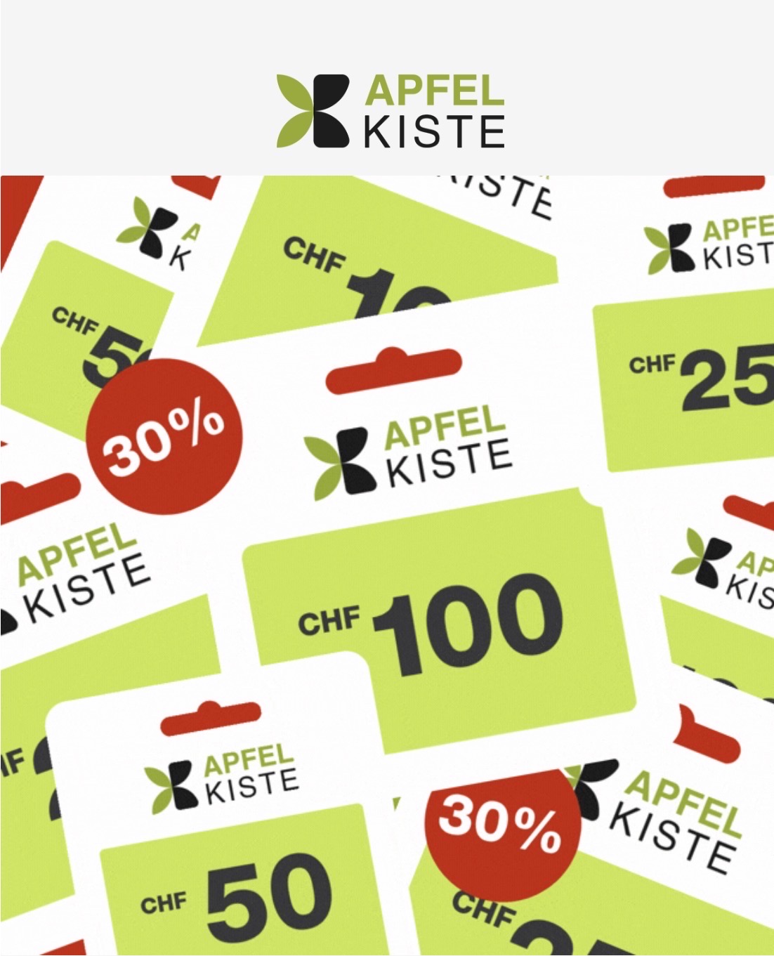 🔥 Spare 30% auf Apfelkiste-Gutscheine