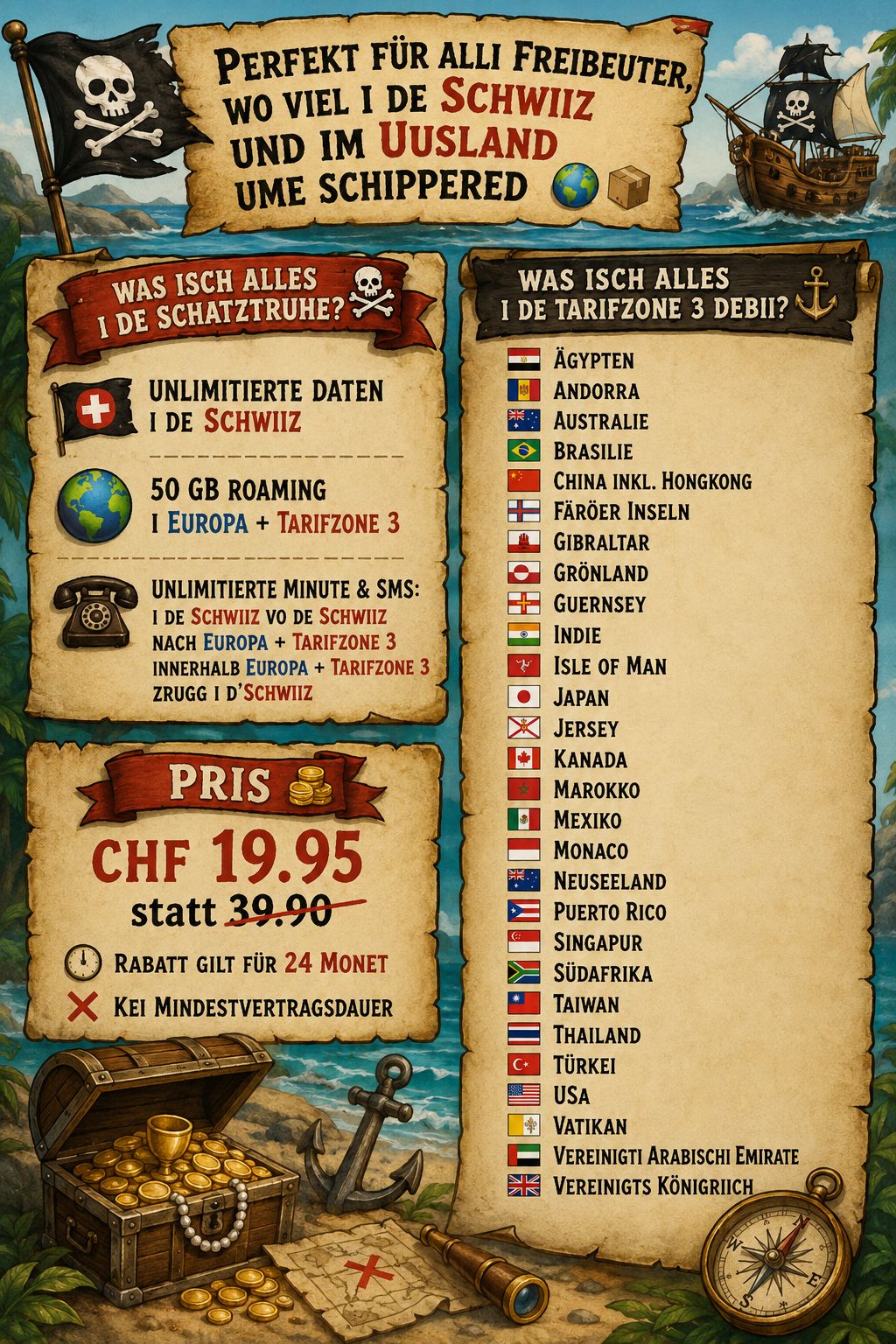 🏴☠️ GGA Maur Mobile Flex – der Pirat unter den Mobile-Abos! CHF 19.95 pro Monat🏴☠️