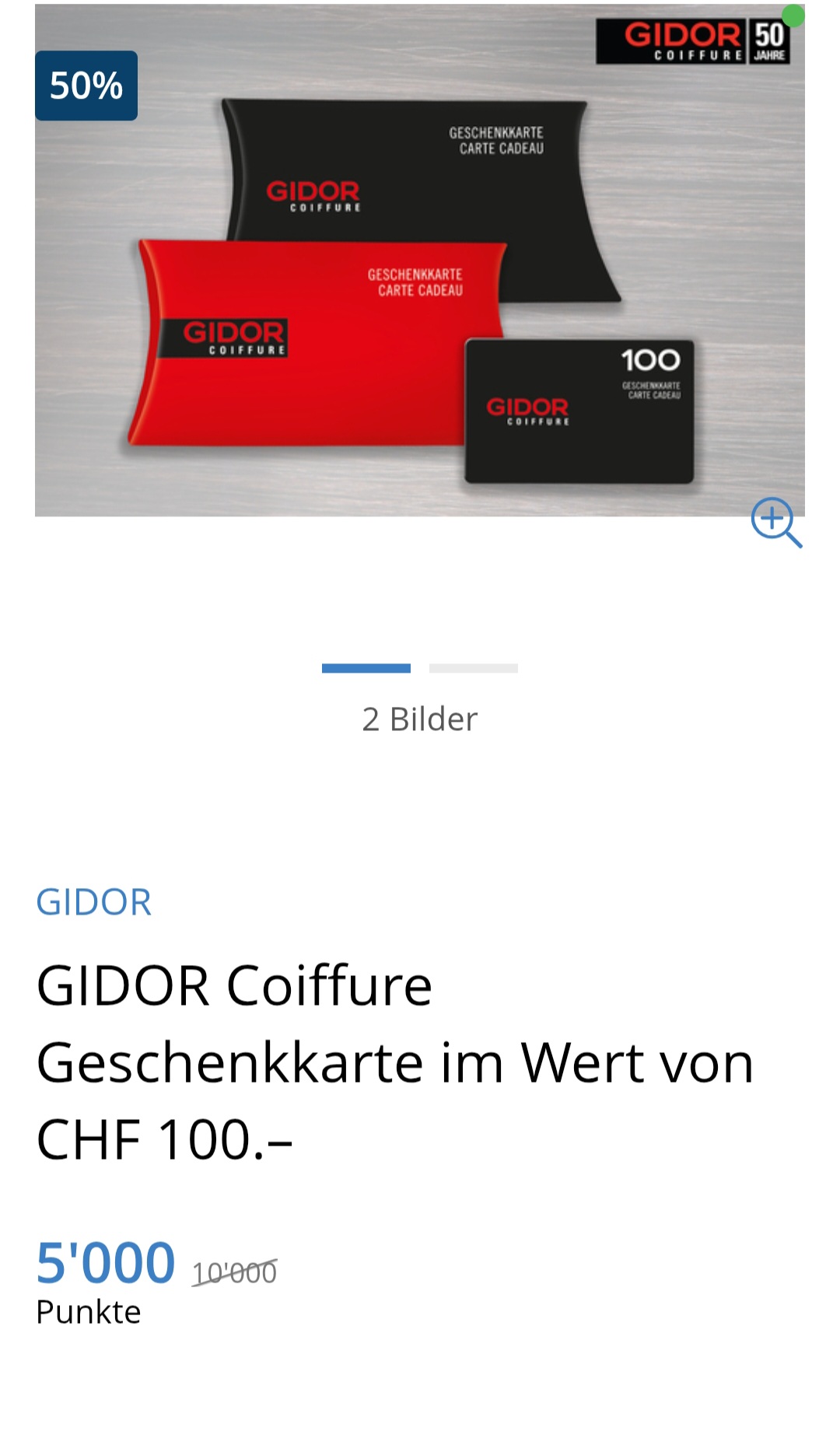 50% auf Gidor Geschenkkarten