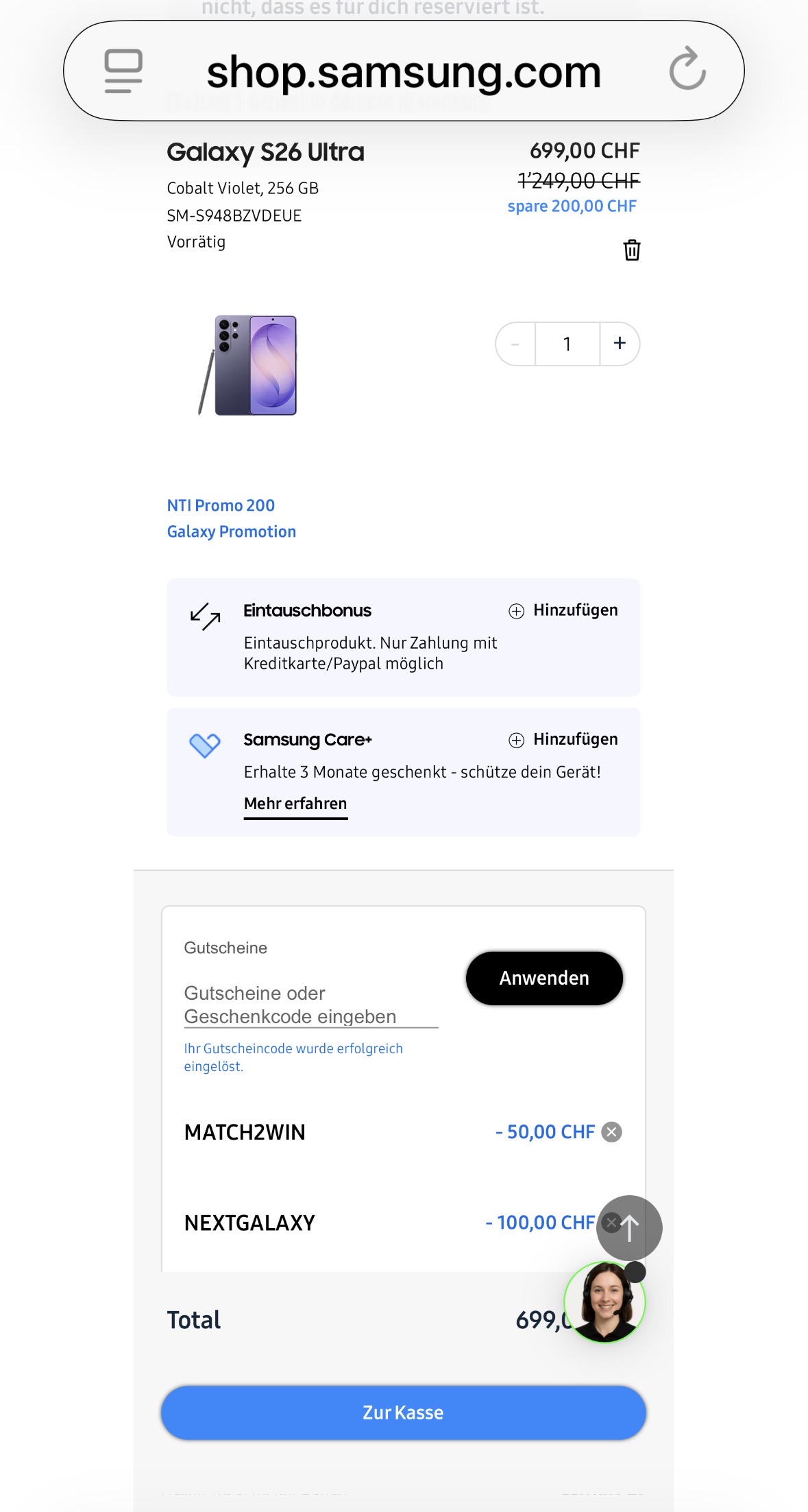 Samsung Galaxy S26 Ultra 256GB – CHF 550.- günstiger