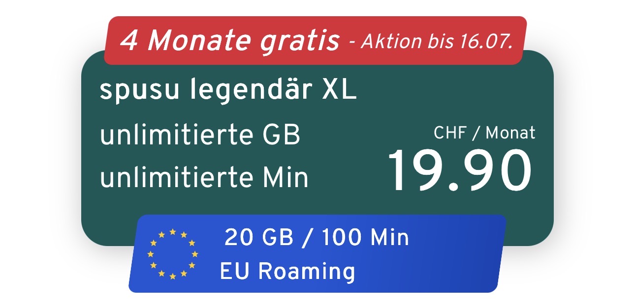 spusu legendär XL – 4 Monate gratis, kostenlose Aktivierung