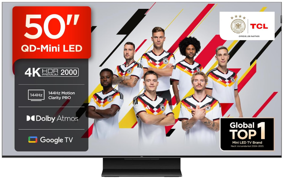 TCL QD-Mini-LED-Fernseher 50C7K mit 4K@144Hz und Smart Google TV bei Amazon zum Toppreis