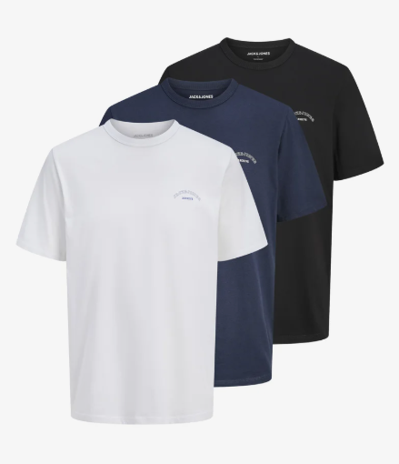3er-Pack Jack & Jones Baumwoll-T-Shirts in den Grössen XS–XL bei Lounge by Zalando