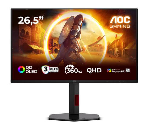 Höhenverstellbarer AOC Monitor Q27G4SDR (26.5″, QD-OLED, 360 Hz) bei Interdiscount zum neuen Bestpreis