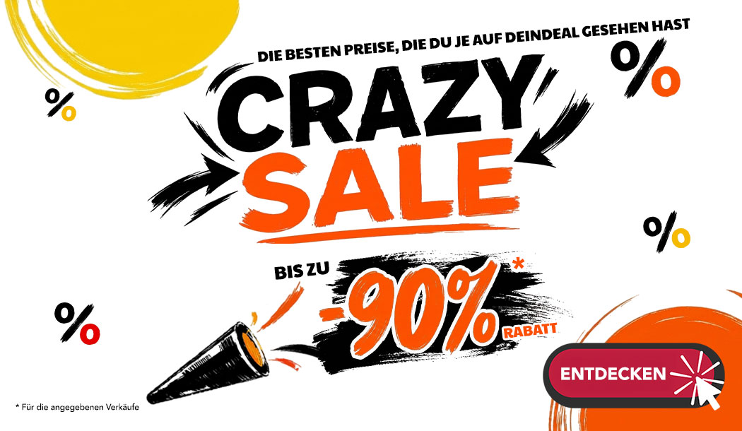 Crazy Sale: bis zu 90% Rabatt auf Mode, Beauty, Haushalt, Accessoires & mehr bei DeinDeal