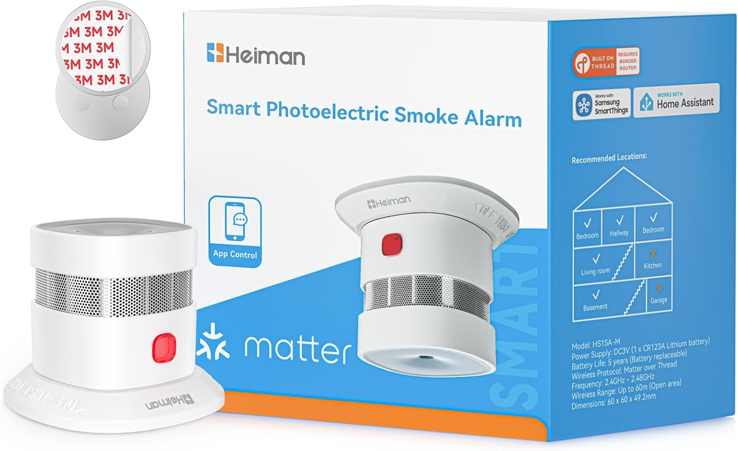 Heiman Rauchmelder (HS1SA-M) Matter Over Thread bei Amazon