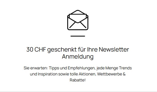 CHF 30.- Gutschein nach Newsletter-Anmeldung bei Jelmoli