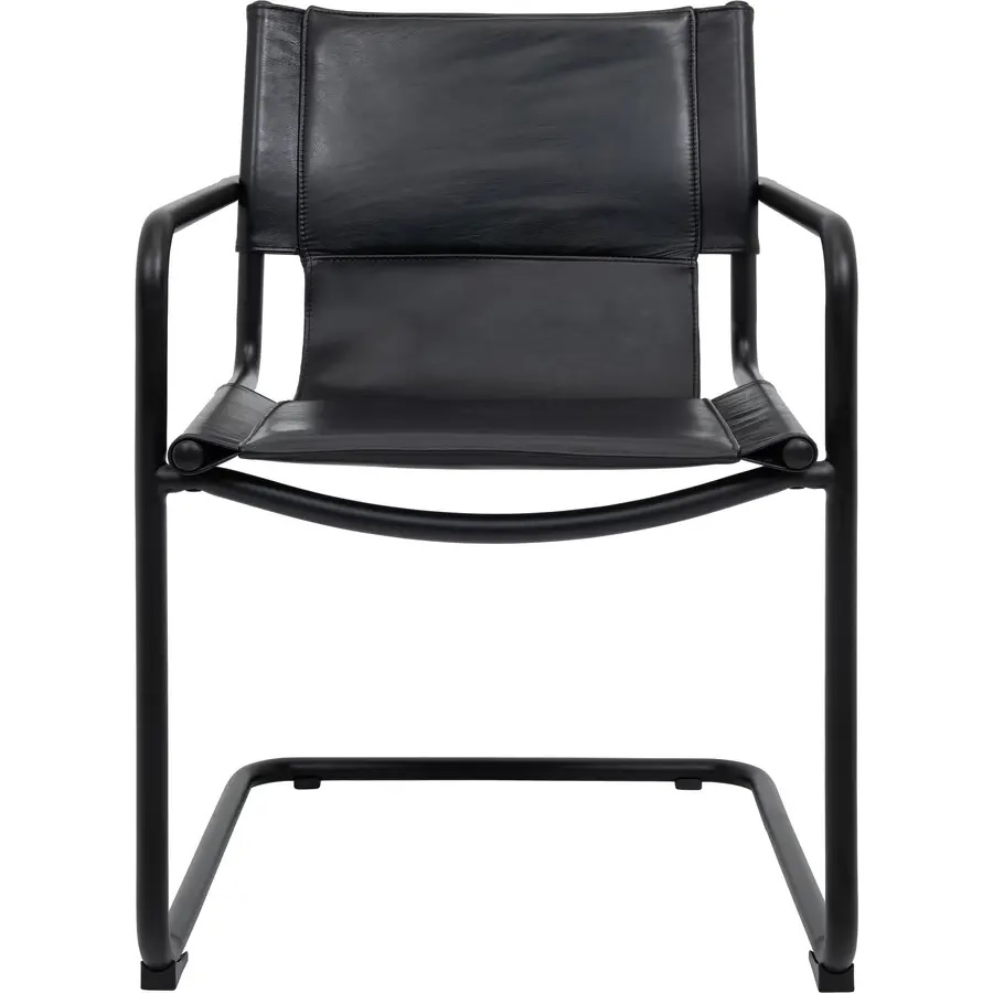 Designerstuhl Haider mit schwarzem Leder (59 x 55 x 83 cm) bei Livique