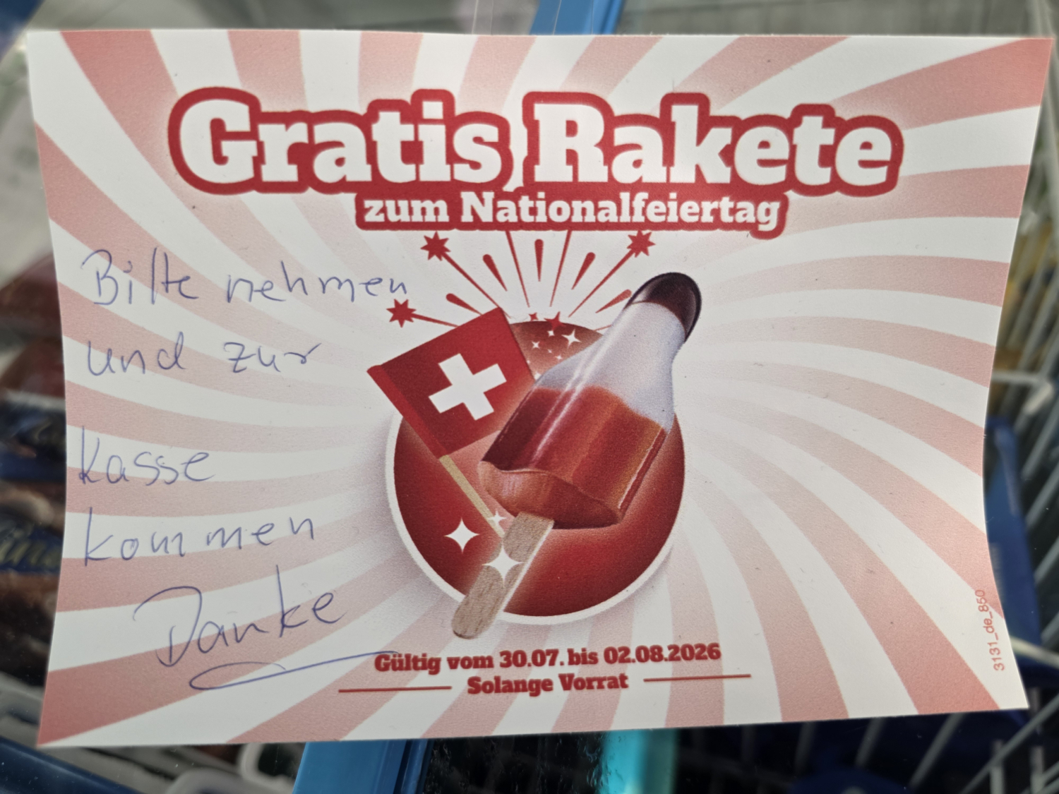 Gratis Rakete Glace bei Kiosk