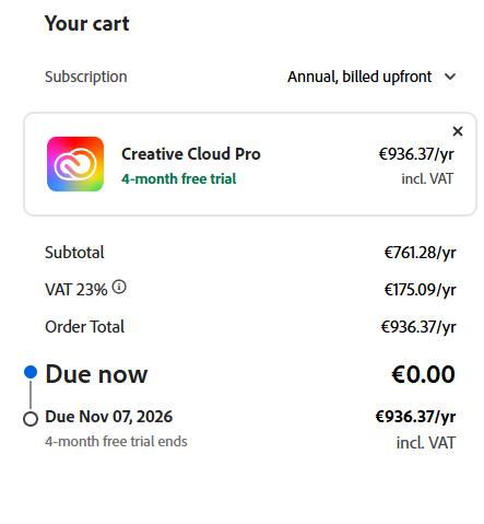 Adobe Creative Cloud 4 Monate gratis (Photoshop, Premiere Pro & Co.) gratis sichern
