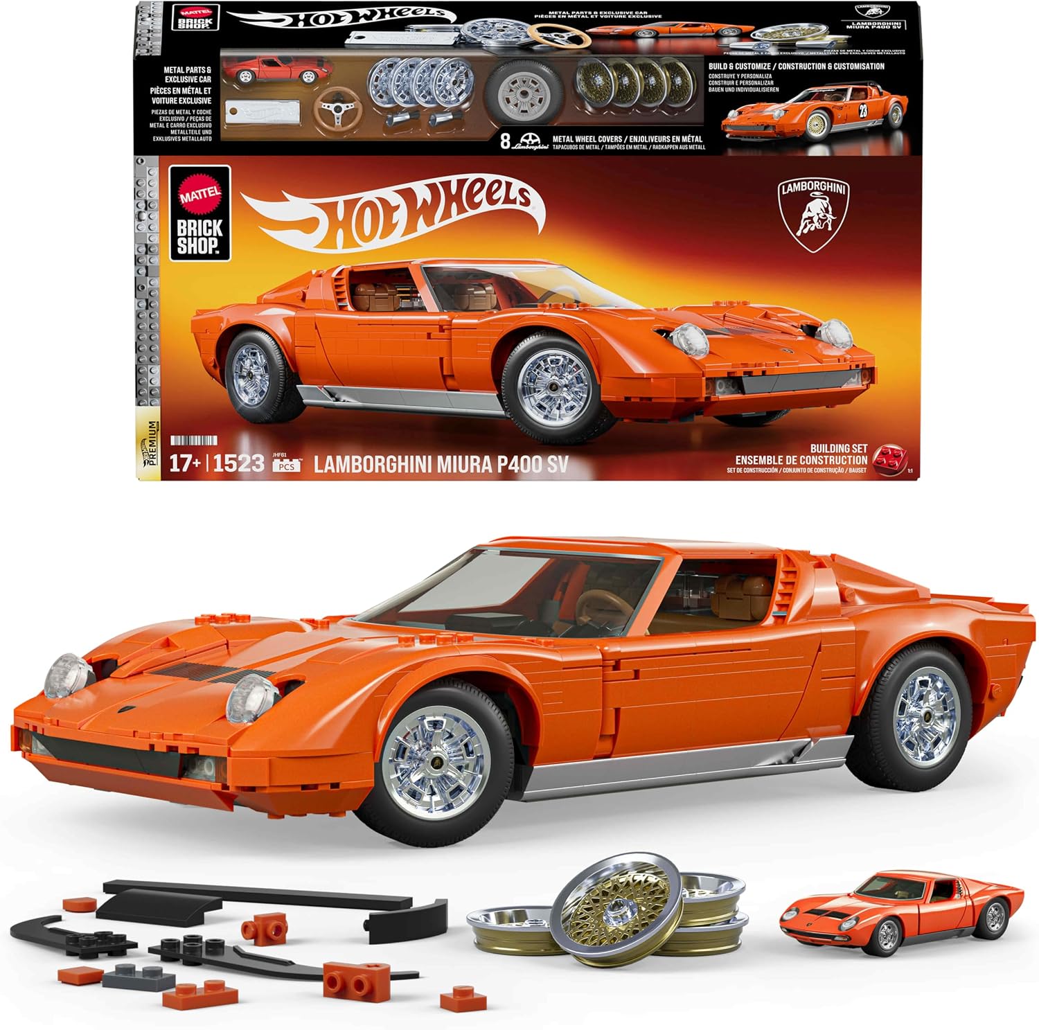 Vorbestellung: Mattel Brick Shop JHF61 Lamborghini Miura P400 SV in 1:12 Grösse – 1523 Klemmbausteine