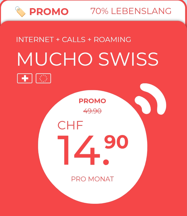 Diverse Mucho Mobile Abos zu günstigen Preisen – bspw. Swiss für 14.90