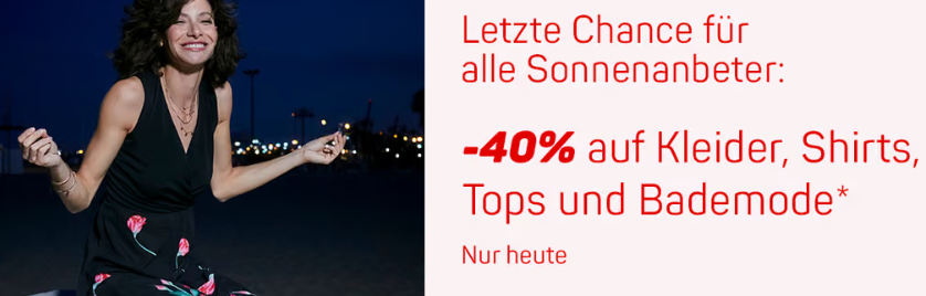 40% Rabattaktion bei Ackermann auf Kleider, Shirts, Tops und Bademode