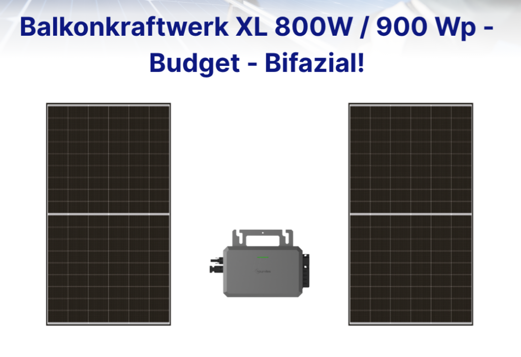 Balkonkraftwerk XL 800W / 900 Wp – Budget – Bifazial