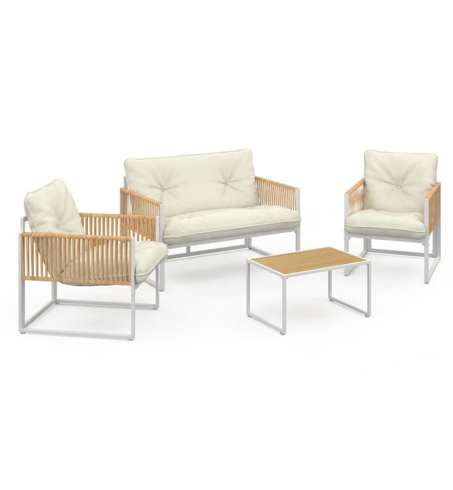 4-teiliges Gartenlounge Set Ozéa in Weiss oder Schwarz bei DeinDeal inkl. Lieferung