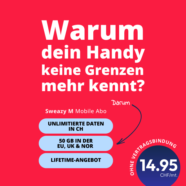🔥DEAL Sweazy M (Salt-Netz, CH alles unlimitiert + 50 GB Roaming-Daten in EU, UK & NOR)