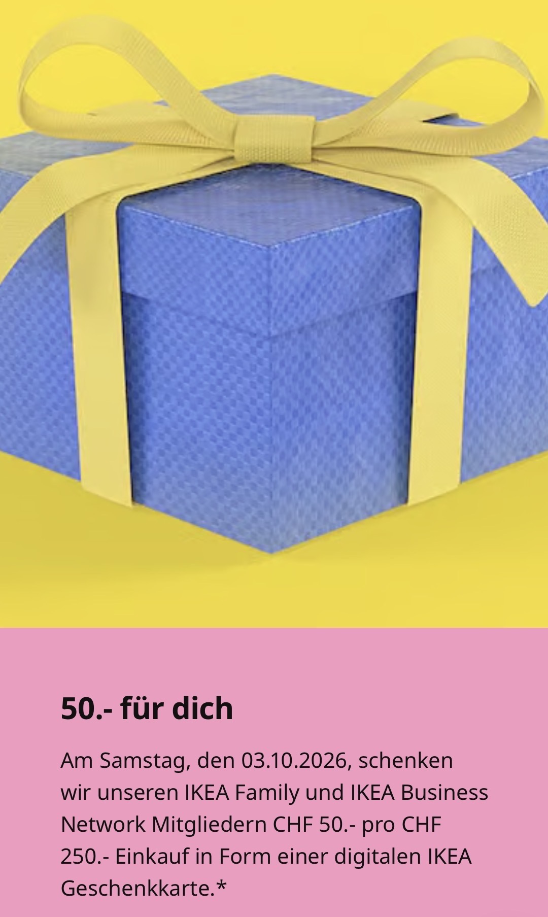 30 Jahre IKEA Lyssach – CHF 50.- pro CHF 250.- Einkauf am 03.10.2026