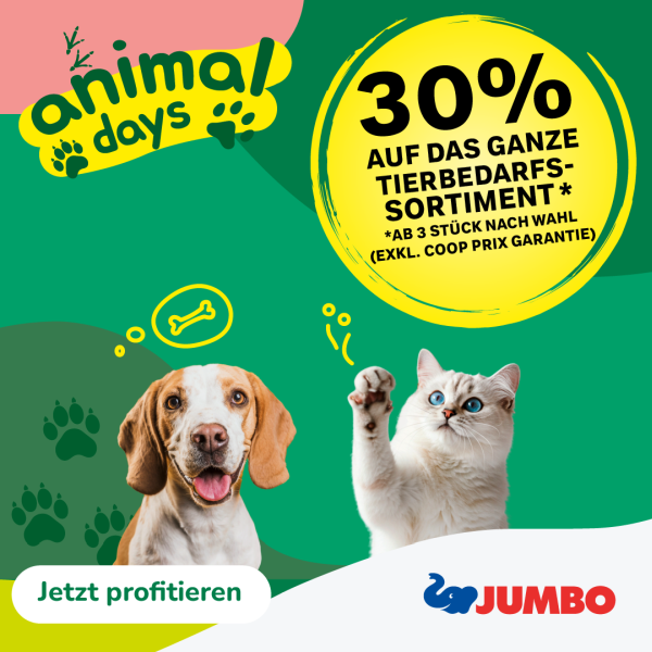 JUMBO: 30% Rabatt auf das ganze Tierbedarfssortiment