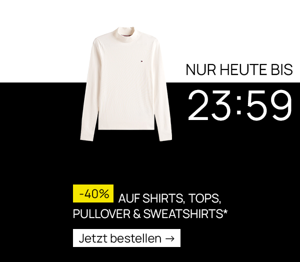 Jelmoli Shop Rabattcode 40% auf Shirts, Tops, Pullover & Sweatshirts nur heute