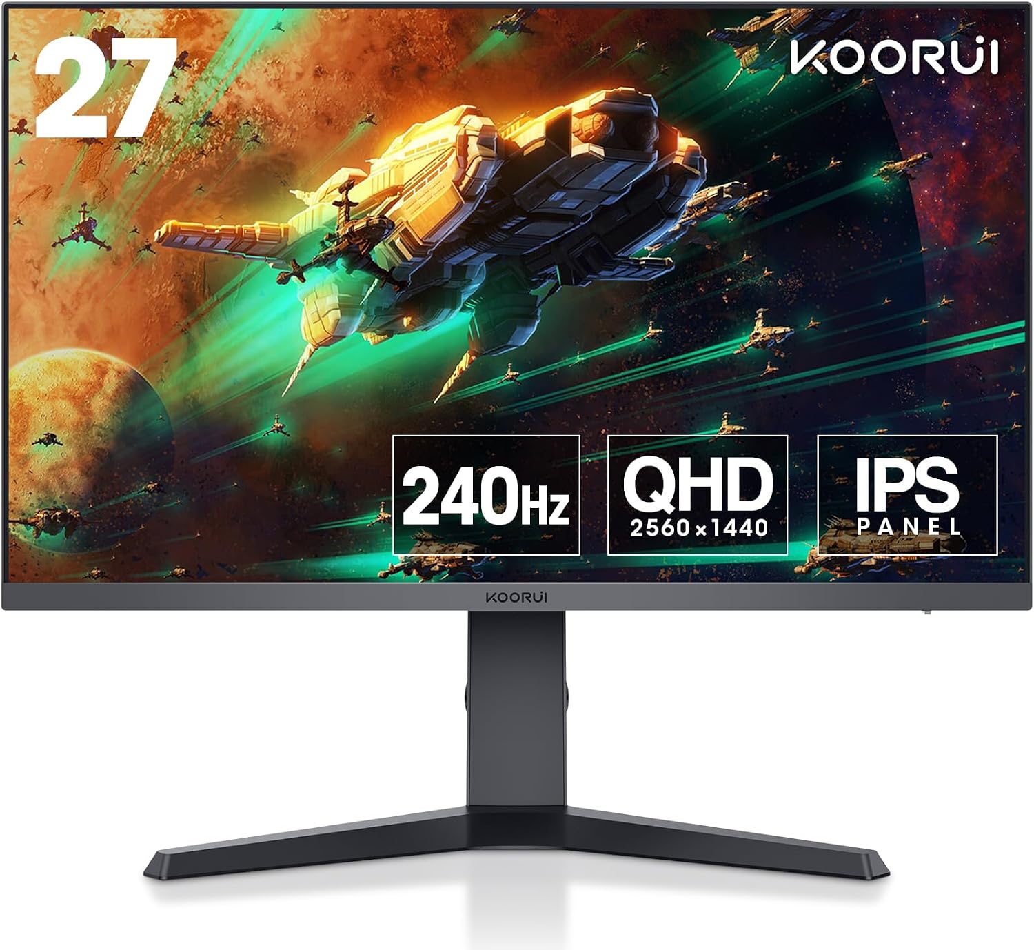 KOORUI 27 Zoll Gaming Monitor (27″, IPS, QHD, 240 Hz, 1 ms, 3000:1, HDR 400)