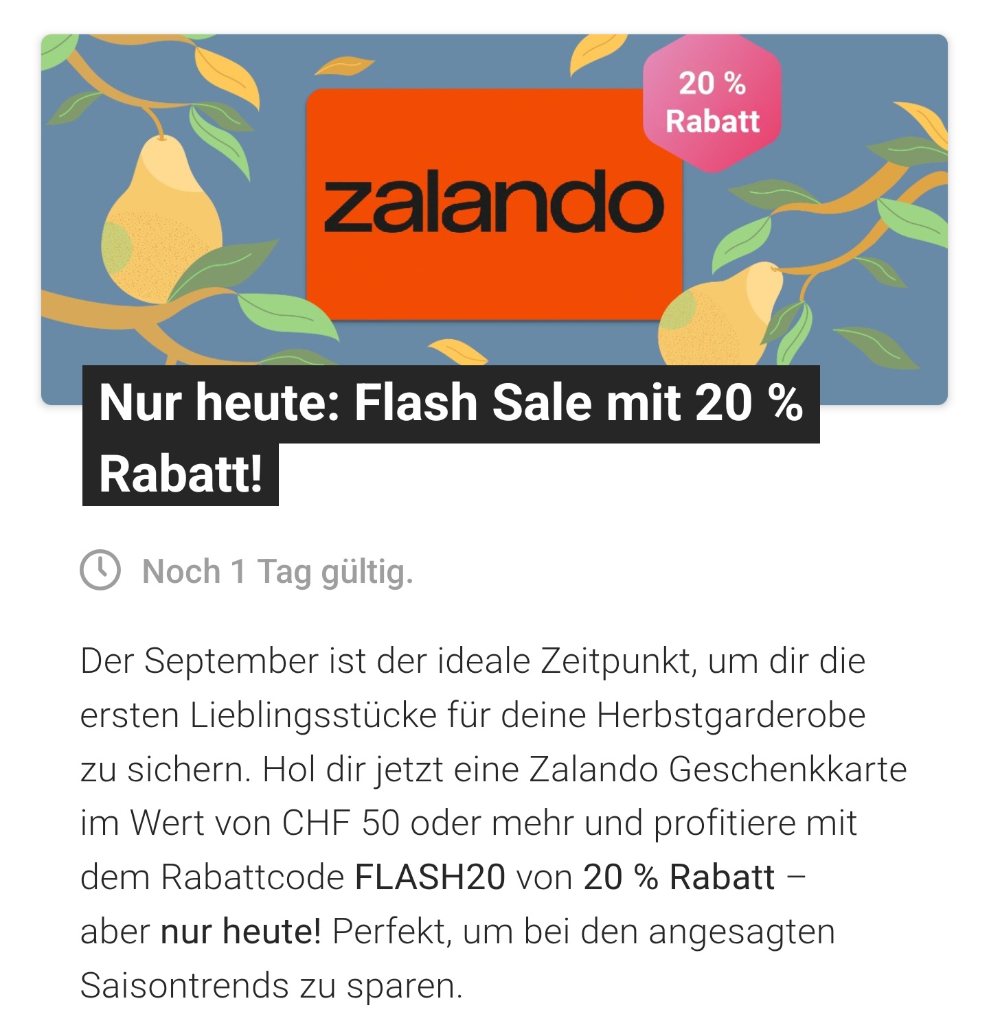 20% ab 50 Fr. Zalando Gutschein bei Twint