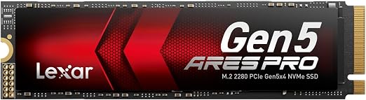 Lexar ARES PRO 4TB Gen5 NVMe M.2 SSD, PCIe 5.0 x4, bis zu 14.000 MB/s Lesegeschwindigkeit