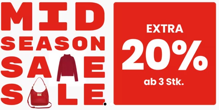 Manor Rabattaktion – 20% Extra-Rabatt auf reduzierte Artikel ab 3 Stück