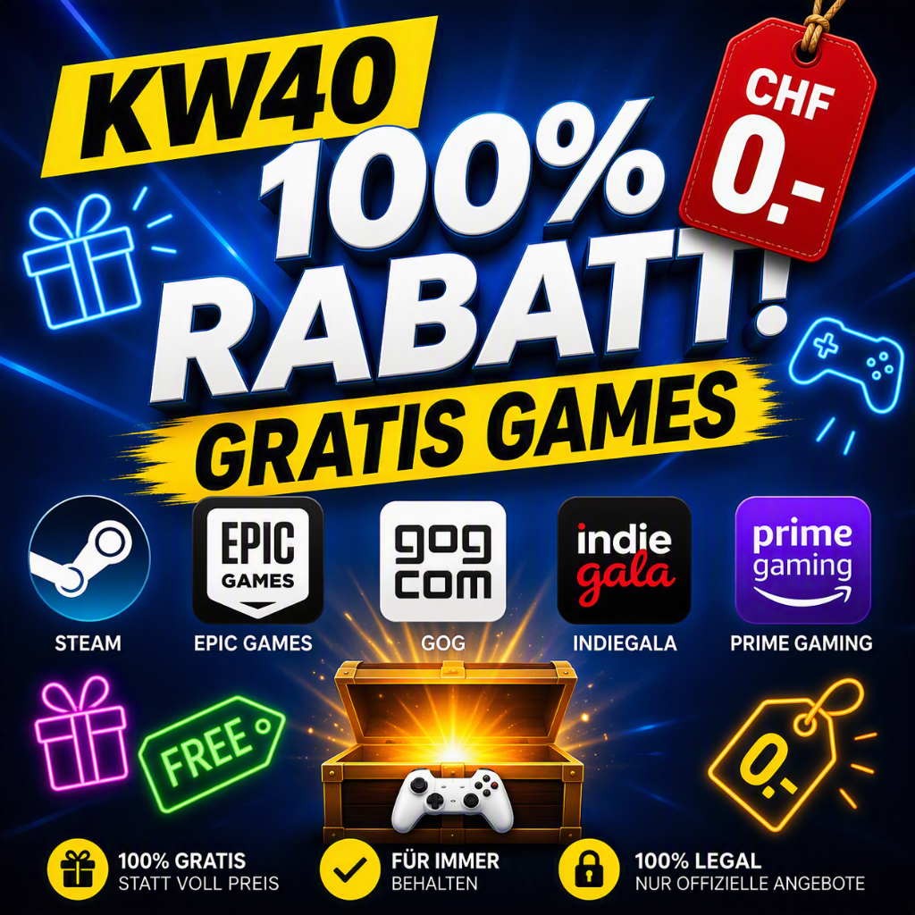 100% Rabatt Games KW40 (Steam, Epic, GOG, IndieGala, Prime Gaming, Ubisoft)