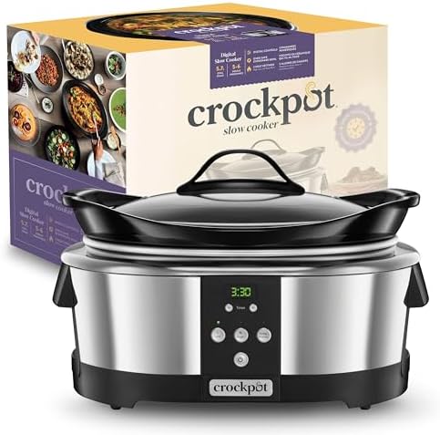 Crockpot Digital-Schongarer Slow Cooker 5,7 l (5–6 Personen), digitaler 20H-Timer, ofenfest (SCCPBPP605) zum neuen Tiefstpreis