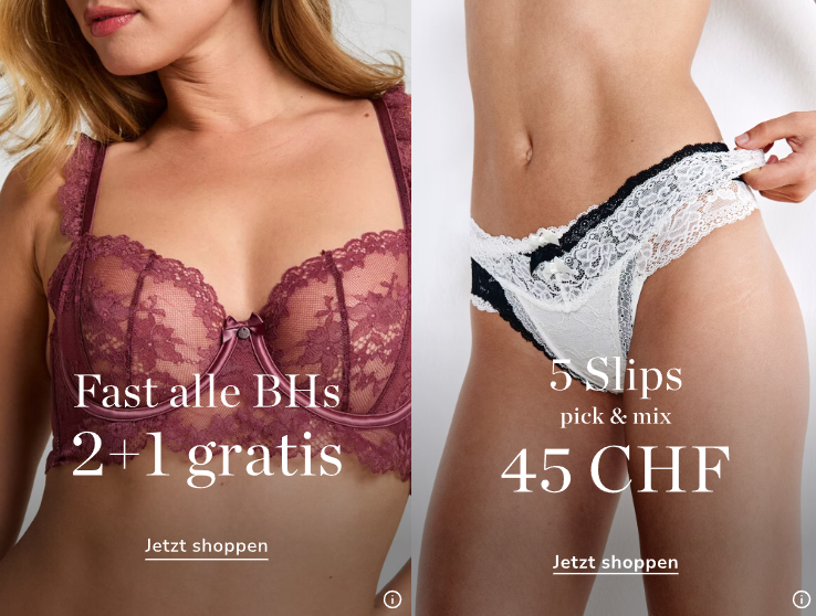 Hunkemöller: 2+1 gratis auf fast alle BHs sowie 5 Slips für 45 CHF