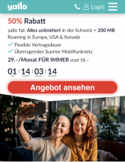 Yallo Fat: Alles unlimitiert (CH) 50% (+ Yallo Fiber)