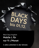 Quickline Black Days. Mobile L schweizweit unlimitiert Daten mit 5GB/Mt Roaming inklusive für nur 9.–/Mt.