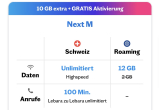 Lebara Abo „Next M“ / Unlim. Surfen CH und 12GB Roaming zum Aktionspreis