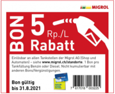 Migrol: 5 Rp./L Rabatt beim Benzin- oder Dieselbezug