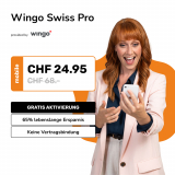 Wingo Swiss Pro: CH alles unlim., 1GB/Mt. Roaming EU + Anrufe in die EU 100 Min. für CHF 24.95 / Mt. (Swisscom-Netz)
