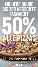 (lokal Basel) 50% auf alle Pizzen bei Domino’s