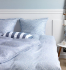 Satin-Bettwäsche-Set FREDERIKKE 200×220 blau/weiss
