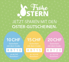 Staffelrabatte zu Ostern bei Shop Apotheke (CHF 10-20.- Rabatt ab MBW CHF 80-150)