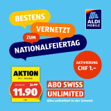 Aldi Mobile Swiss Unlimited: alles unlimitiert in CH für nur CHF 11.90, ohne Mindestvertragsdauer