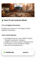 10% Rabatt auf Gutscheine in der Twint App