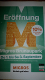 MIGROS Brunaupark Zürich, 10% Eröffnungsrabatt vom 01.09 – 03.09