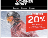 Club Days bei Ochsner Sport mit 20 % auf alles